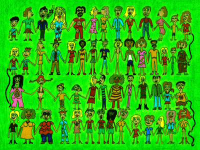 Gezeichnete Menschenkette