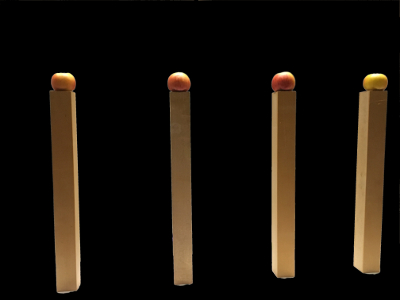 Holz und Apfel als 4 Kerzen Holz und Apfel als 4 Kerzen