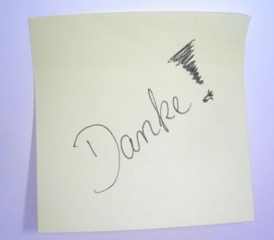 Post-It mit dem Wort Danke!