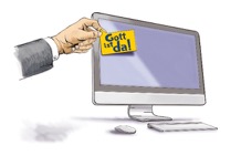 Gott-ist-da-PostIt auf einem Computer