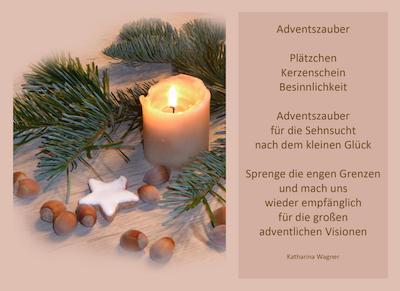 Adventsgesteck mit Text Adventszauber von Katharina Wagner