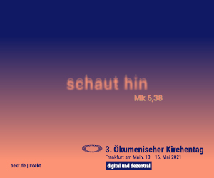 Kirchentagsplakat mit dem Motto: Schaut hin