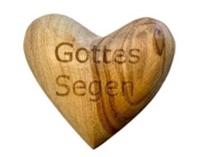 Holzherz mit der Aufschrift Gottes Segen
