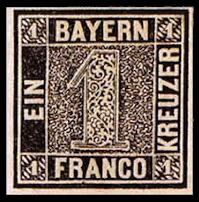 Schwarze Einser-Briefmarke