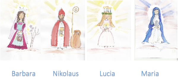 Gezeichnete Lichtgestalten des Advents Gezeichnete Lichtgestalten des Advents