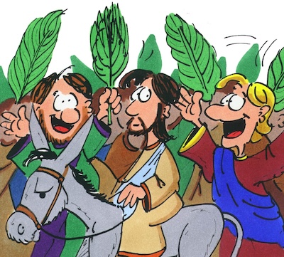 Palmeneinzug nach Jerusalem als Zeichnung