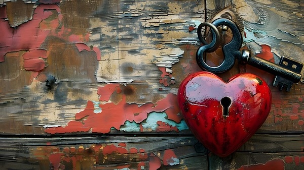 Herz mit Schlüsselloch und Schlüssel